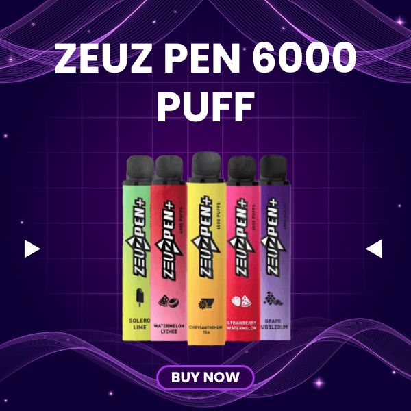 Zeuz Pen 6000 Puffs slim pen-style disposable vape in matte finish