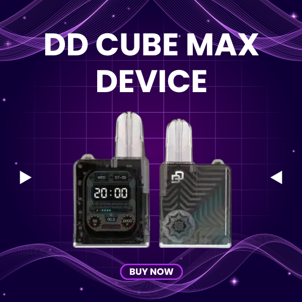 DD Cube Max rechargeable pod device in sleek metallic finish