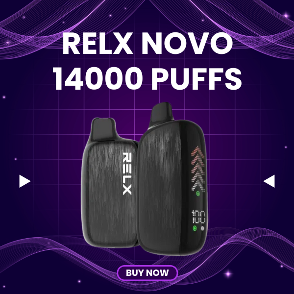 RELX Novo 14000 Puffs disposable vape with smart LED display