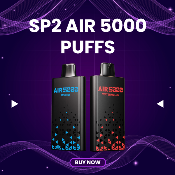SP2 Air 5000 Puffs disposable vape with sleek gradient design