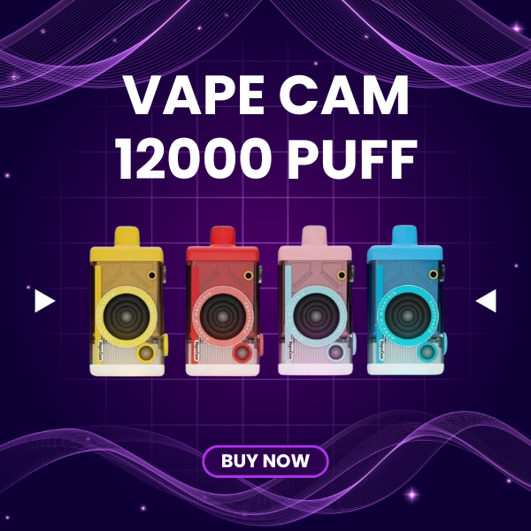 Vape Cam 12000 Puffs disposable with camera design and smart screen