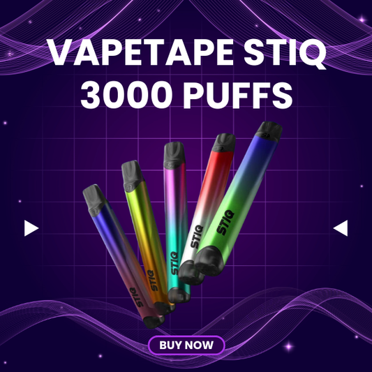 Vapetape STIQ 3000 Puffs slim disposable vape in various colors